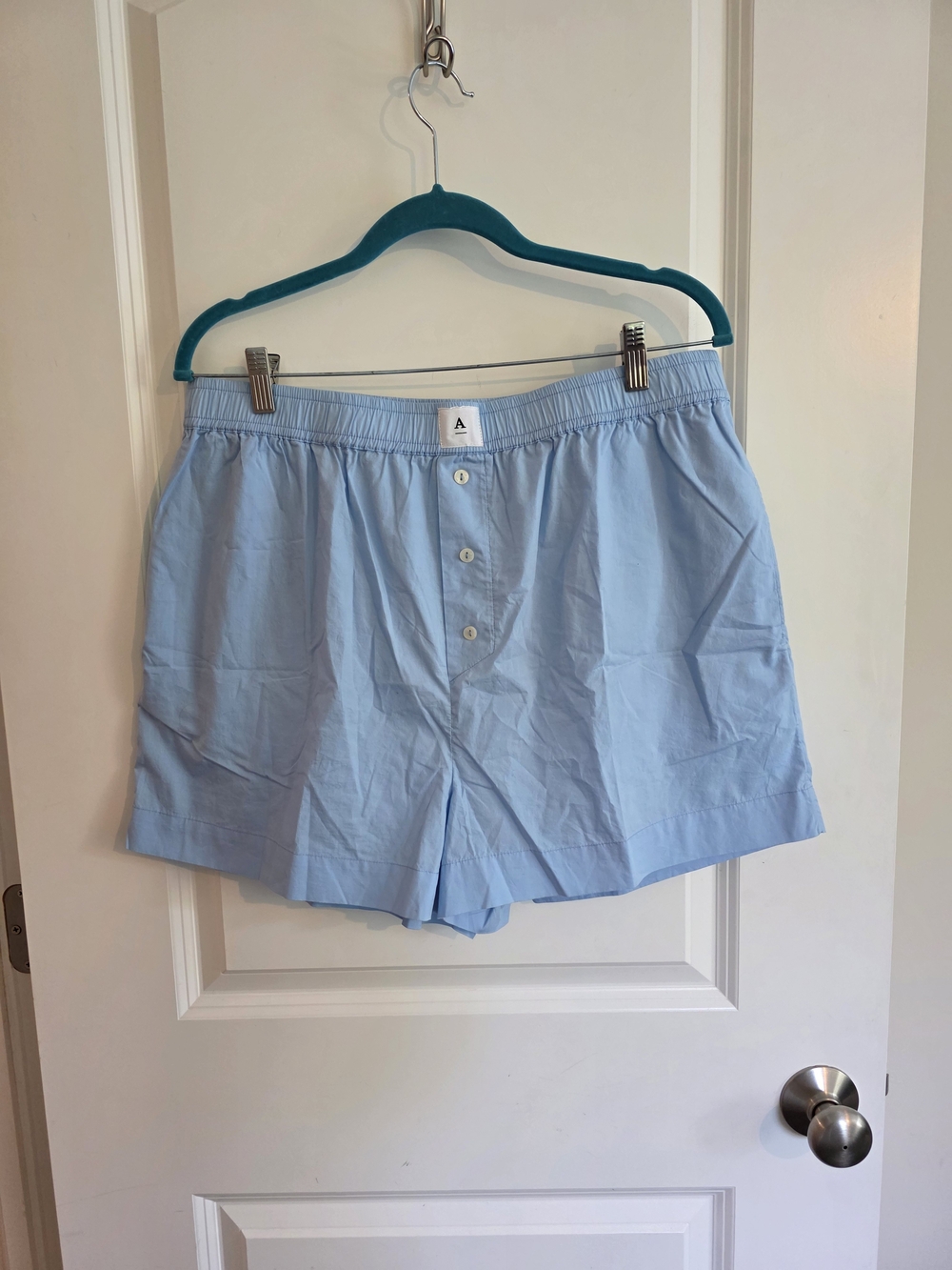 Anthropologie Light Blue Cotton Wren Boxer Style Shorts Beach Coastal Resort NWT